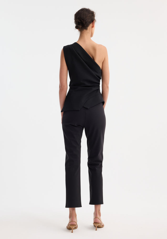 Off-shoulder lapel top | black