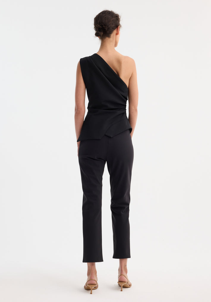 Off-shoulder lapel top | black