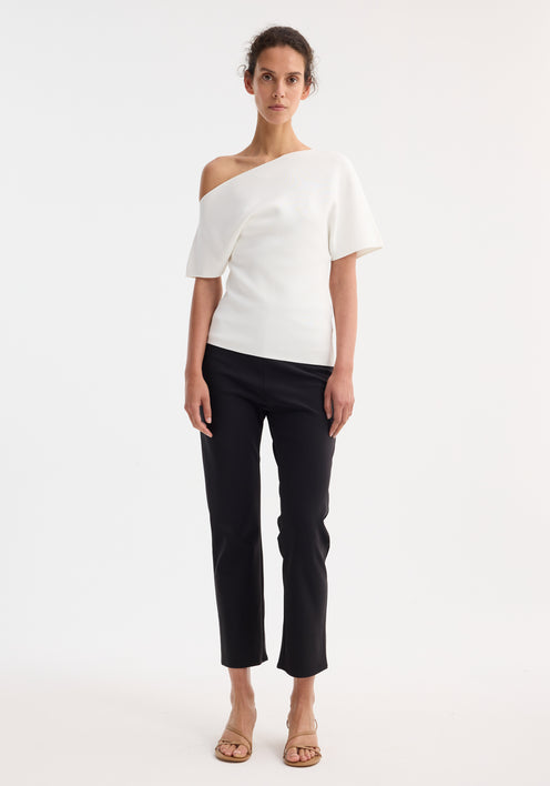 Asymmetrical Punto Milano knitted top | off white
