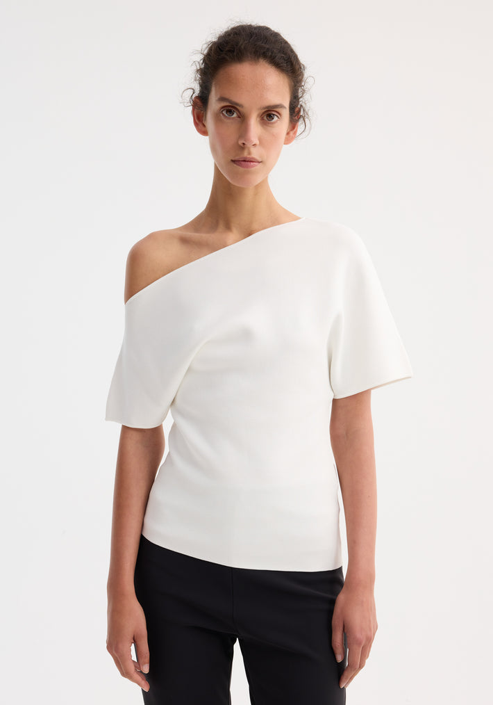 Asymmetrical Punto Milano knitted top | off white