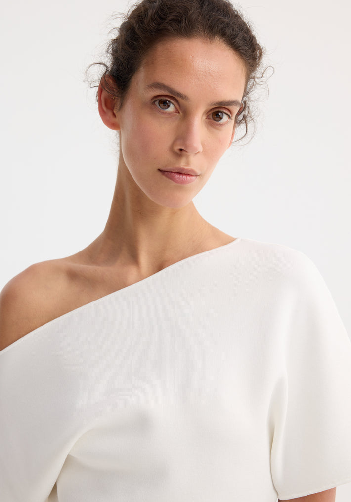 Asymmetrical Punto Milano knitted top | off white