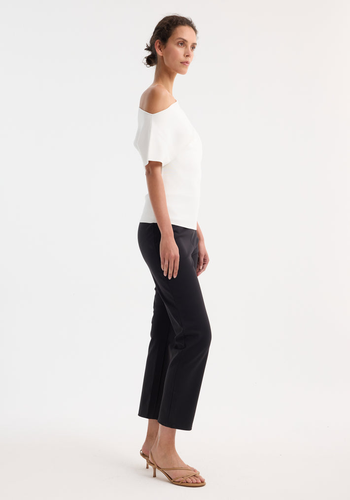 Asymmetrical Punto Milano knitted top | off white