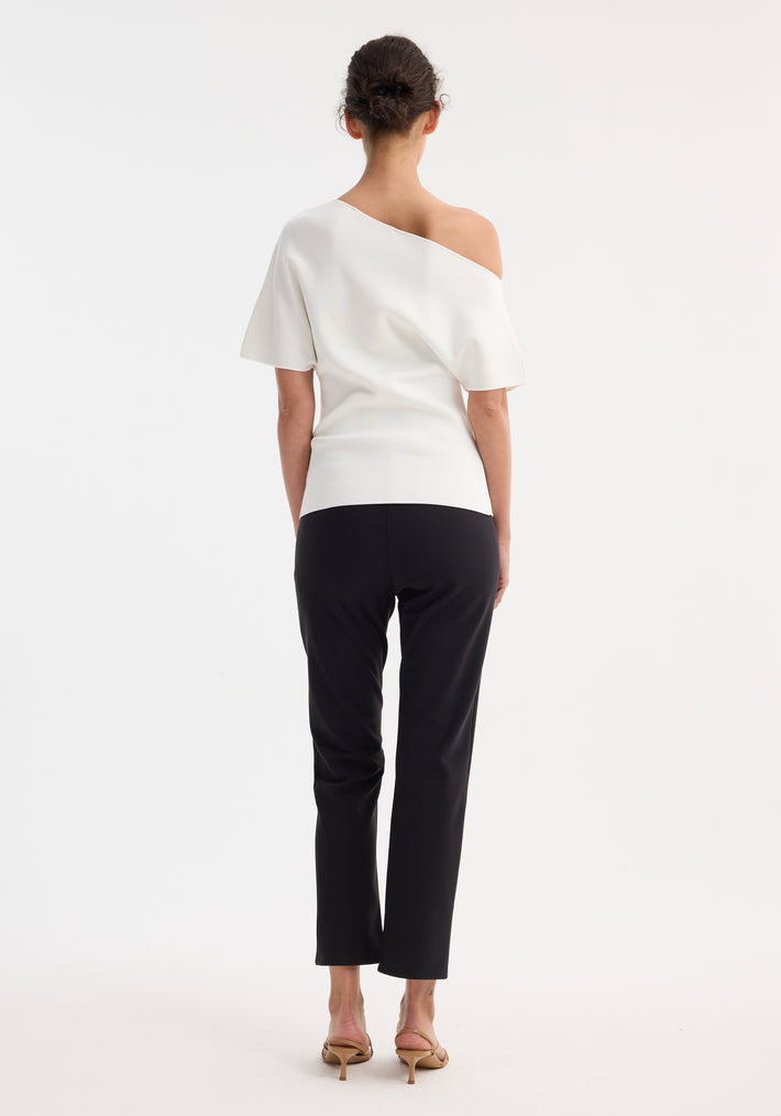 Asymmetrical Punto Milano knitted top | off white