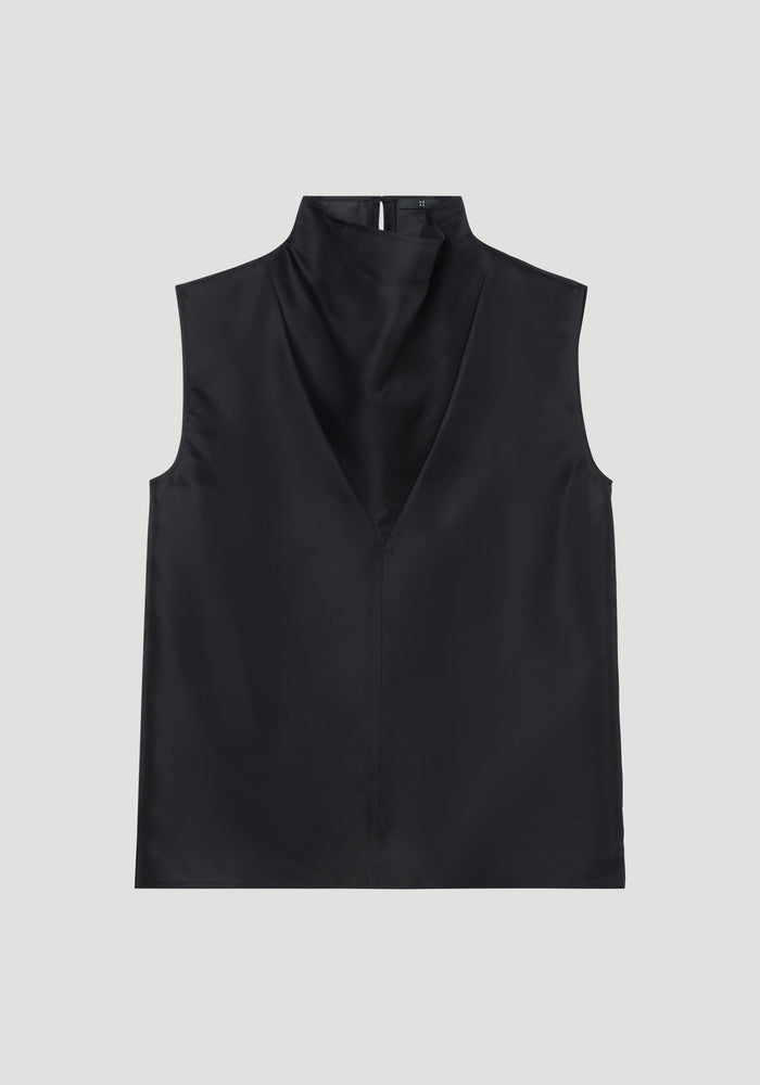 Organza silk top | black