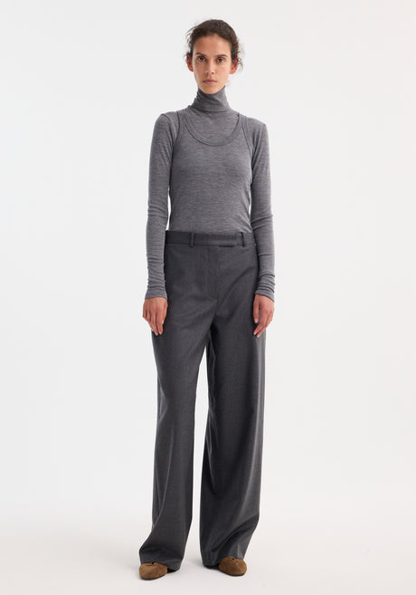 Double-layer wool top | mid grey melange