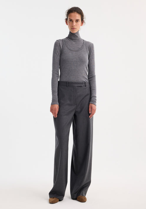 Double-layer wool top | mid grey melange