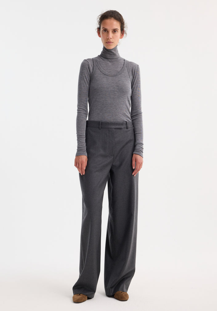 Double-layer wool top | mid grey melange