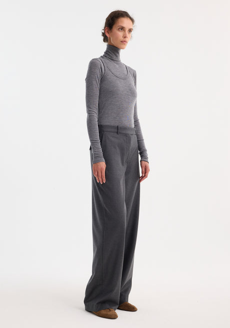 Double-layer wool top | mid grey melange