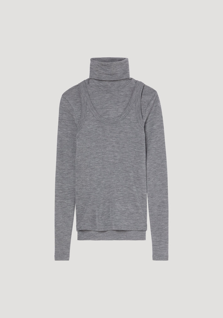 Double-layer wool top | mid grey melange
