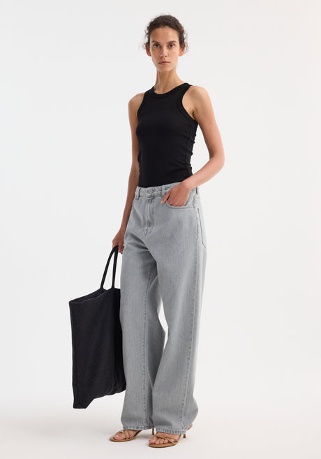 Racerback merino jersey top | black