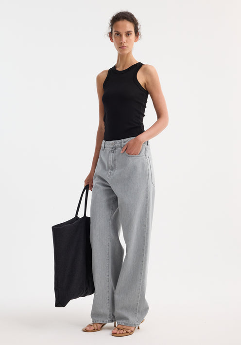 Racerback merino jersey top | black