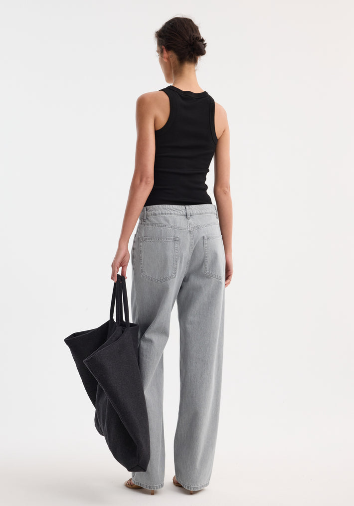 Racerback merino jersey top | black