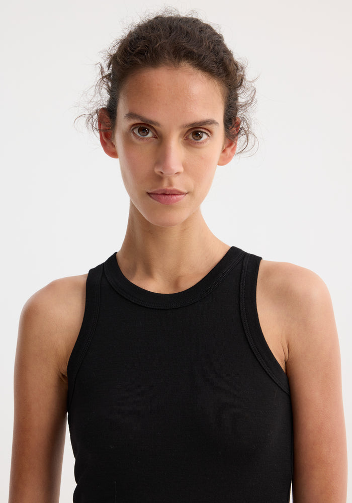 Racerback merino jersey top | black