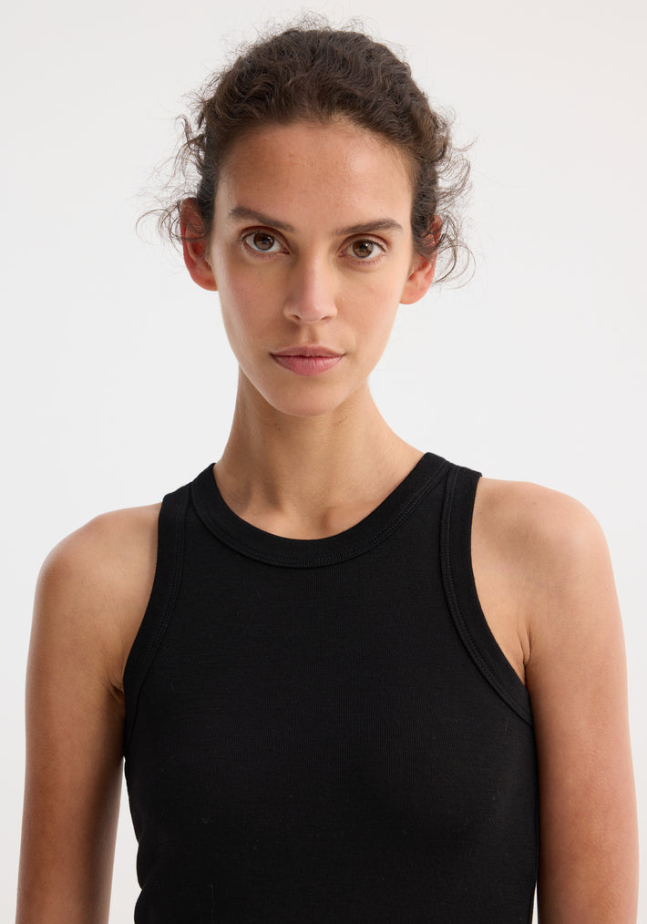 Racerback merino jersey top | black