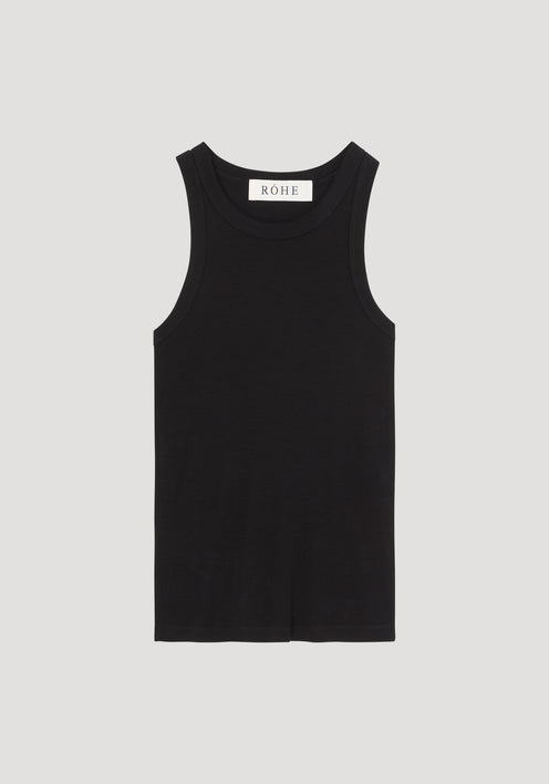 Racerback merino jersey top | black
