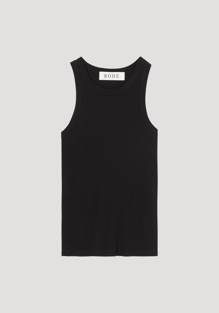 Racerback merino jersey top | black