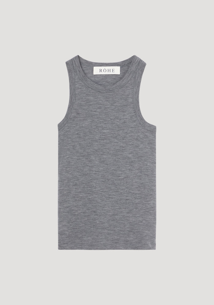 Racerback merino jersey top | mid grey melange