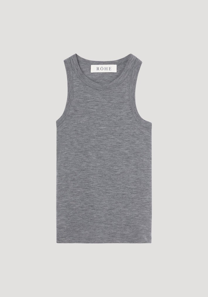 Racerback merino jersey top | mid grey melange