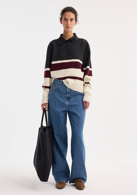 Compact knitted striped polo | stripe