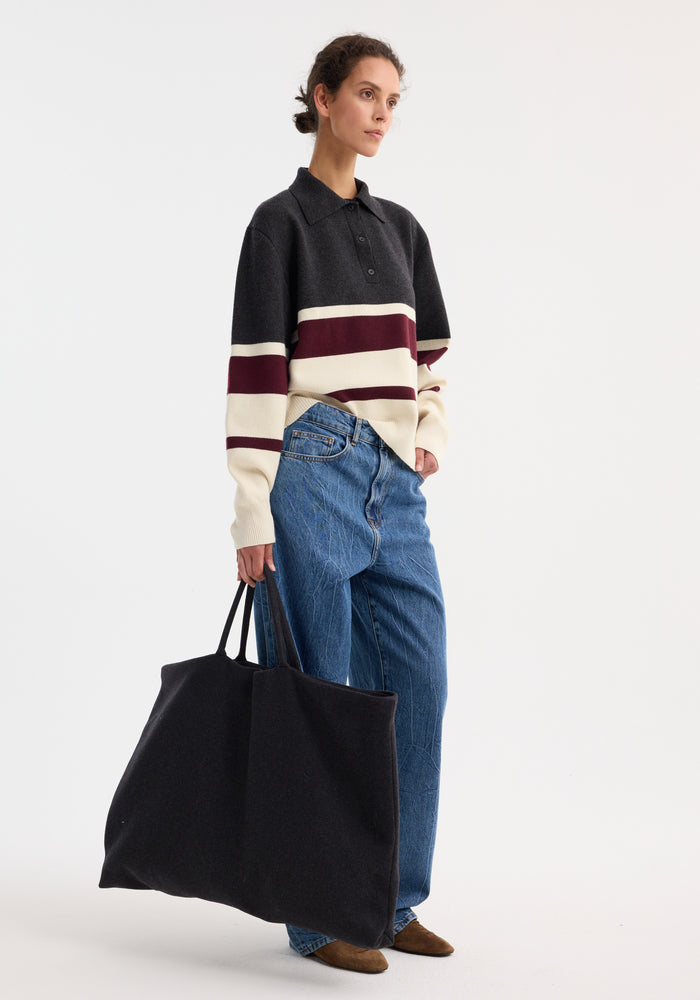 Compact knitted striped polo | stripe