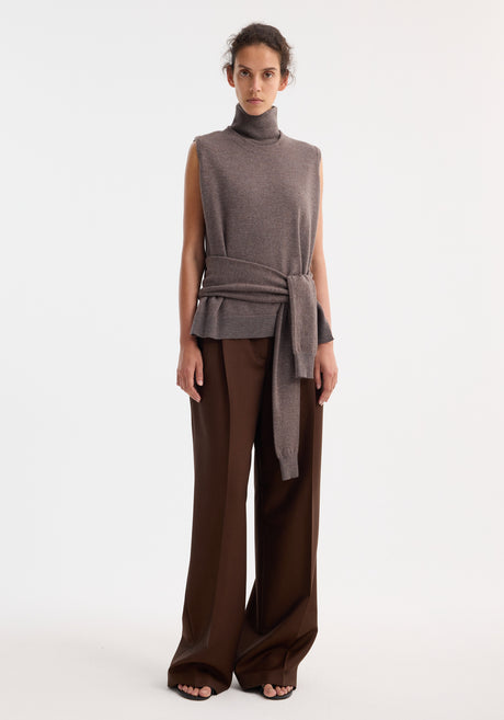 Double-layered knit top | mud melange