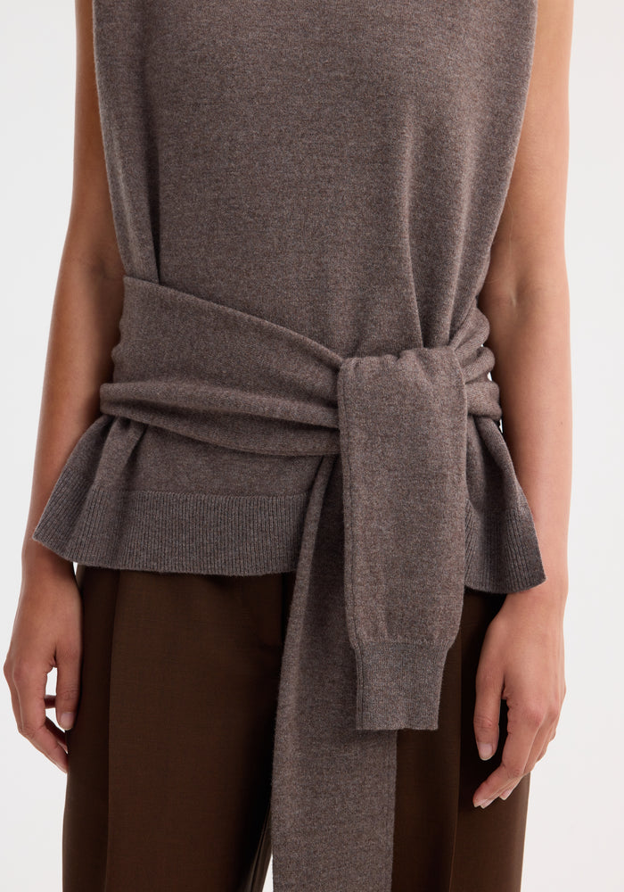 Double-layered knit top | mud melange