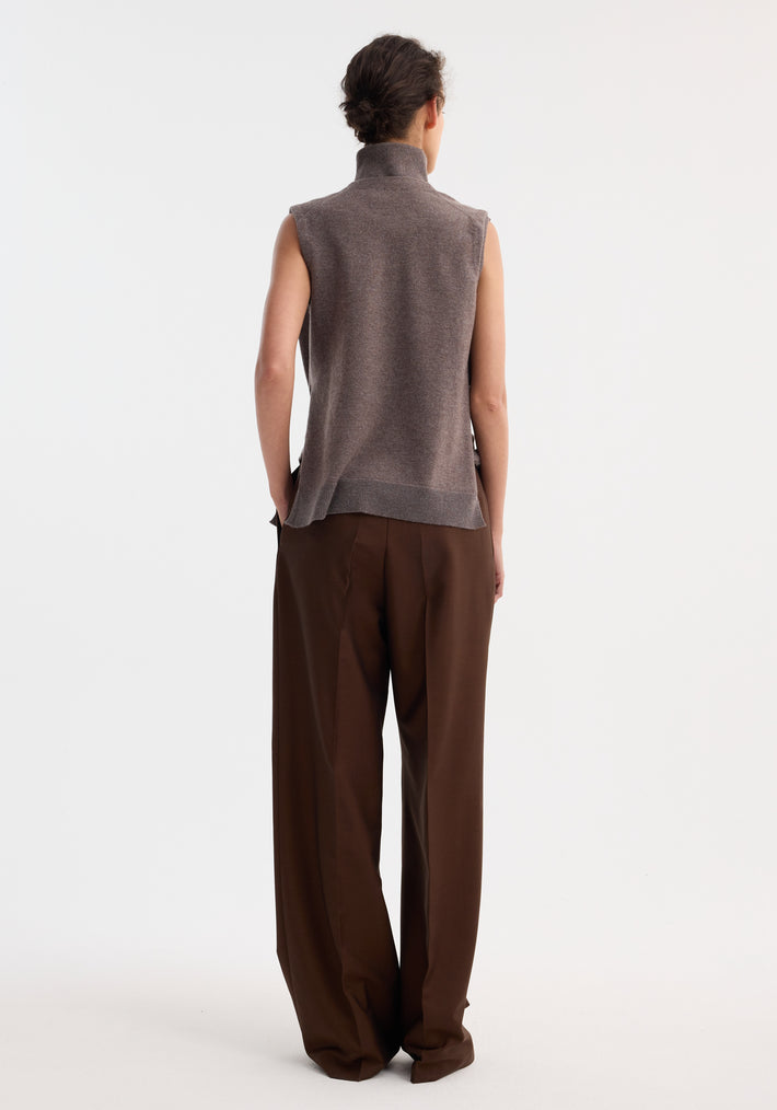 Double-layered knit top | mud melange