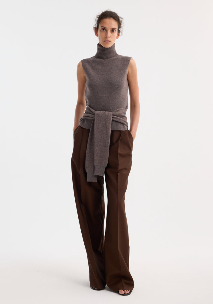 Double-layered knit top | mud melange