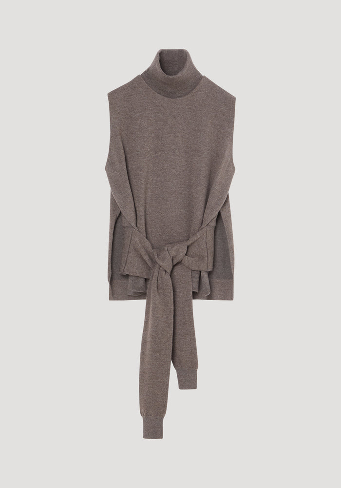 Double-layered knit top | mud melange