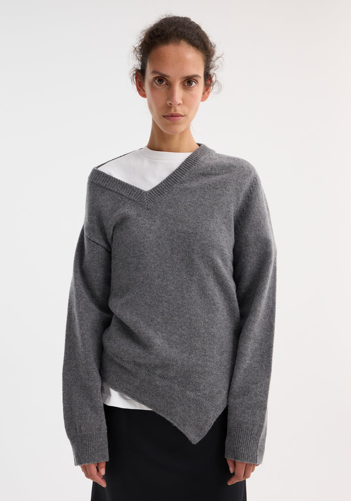 Two-way deconstructed jumper | mid grey melange