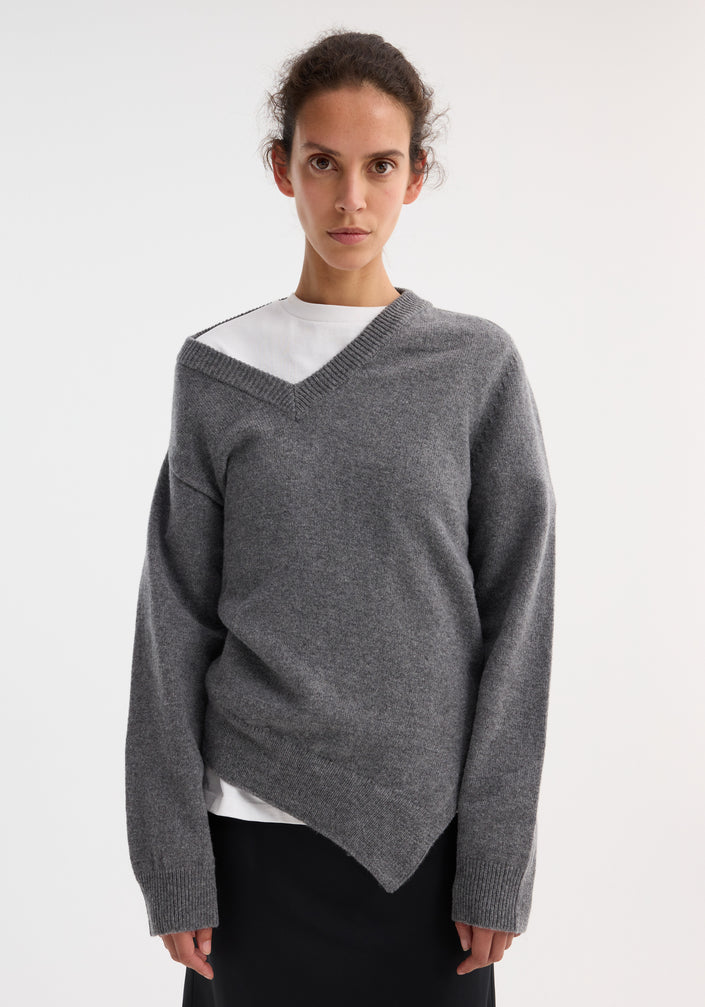 Two-way deconstructed jumper | mid grey melange