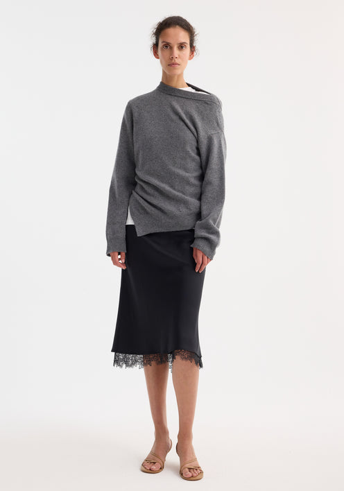 Two-way deconstructed jumper | mid grey melange