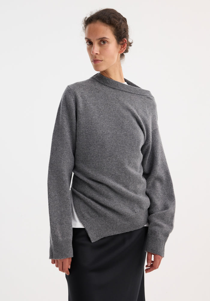 Two-way deconstructed jumper | mid grey melange
