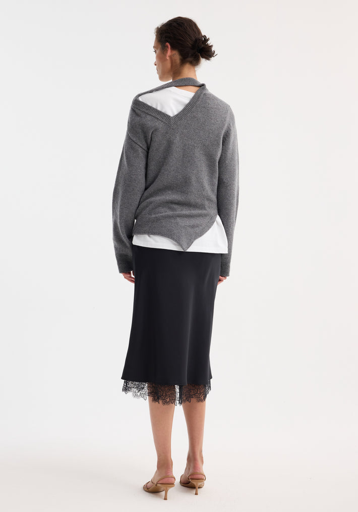 Two-way deconstructed jumper | mid grey melange
