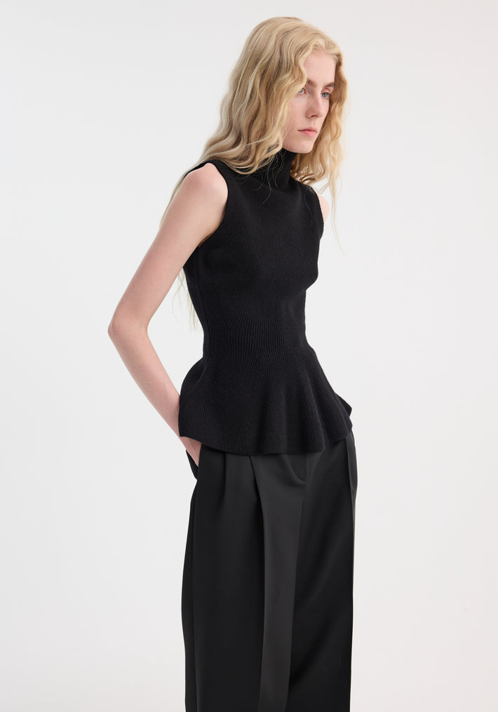 Sculptural sleeveless knitted top | black