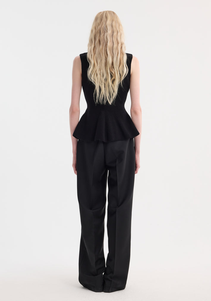 Sculptural sleeveless knitted top | black