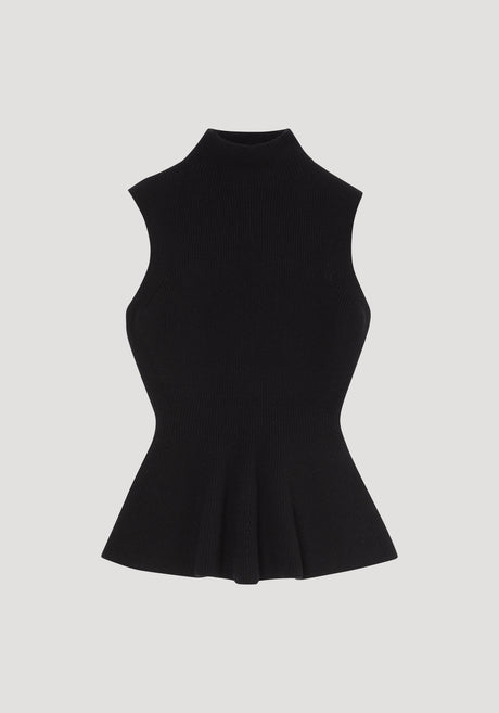 Sculptural sleeveless knitted top | black