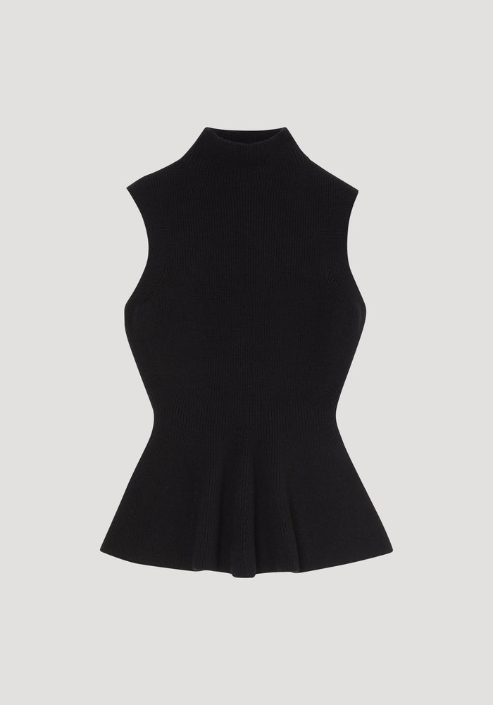 Sculptural sleeveless knitted top | black