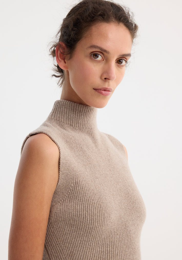 Sculptural sleeveless knitted top | taupe melange