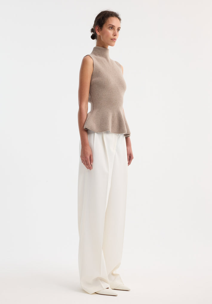 Sculptural sleeveless knitted top | taupe melange