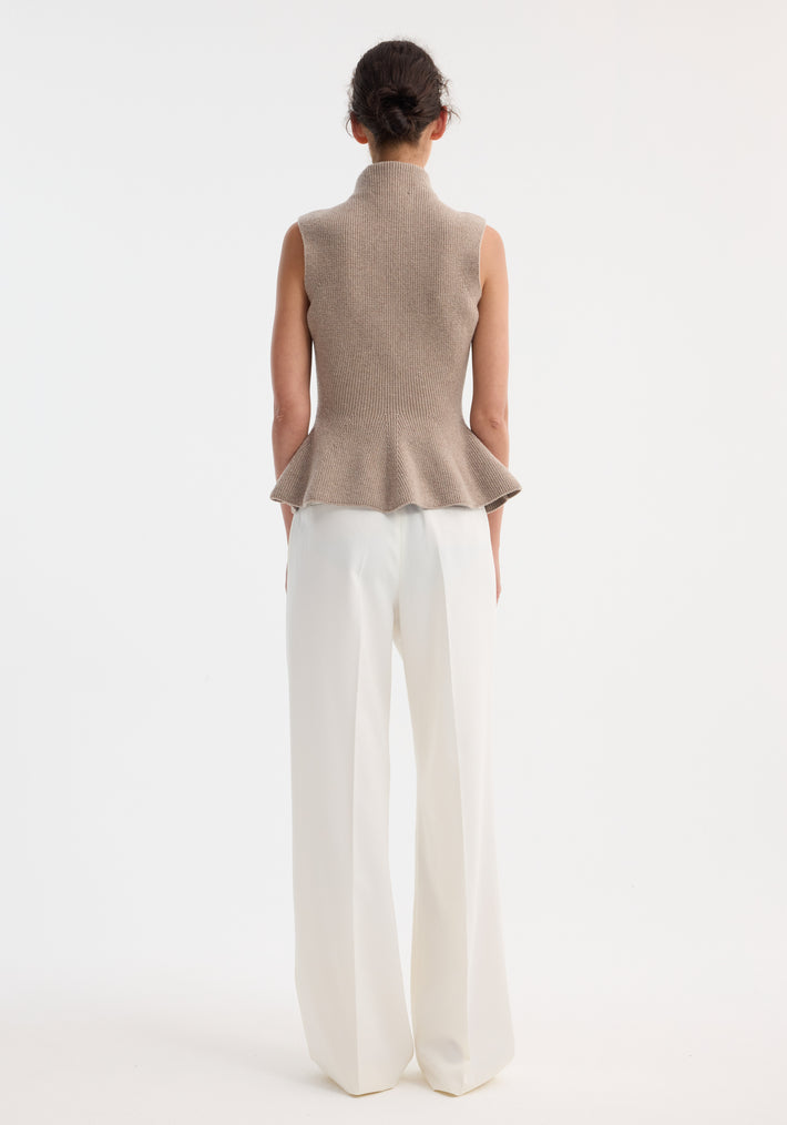 Sculptural sleeveless knitted top | taupe melange