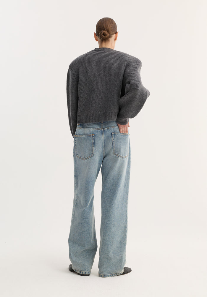 Statement shoulder cardigan | mid grey melange