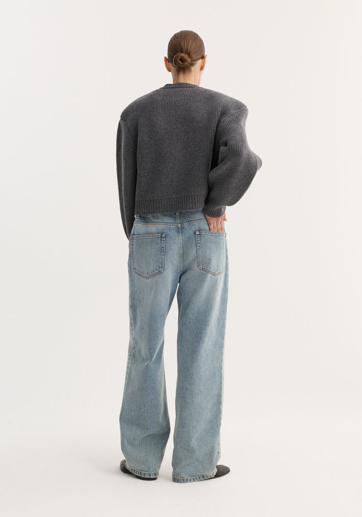 Statement shoulder cardigan | mid grey melange