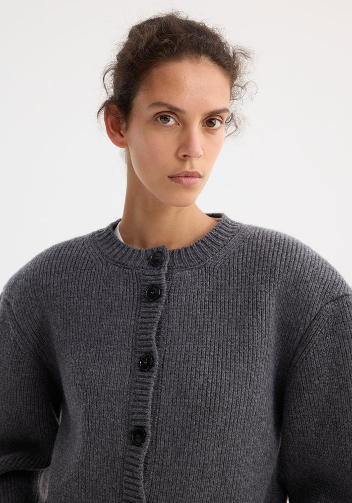 Statement shoulder cardigan | mid grey melange