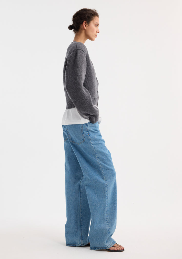 Statement shoulder cardigan | mid grey melange