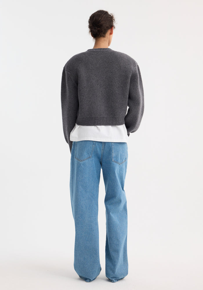 Statement shoulder cardigan | mid grey melange