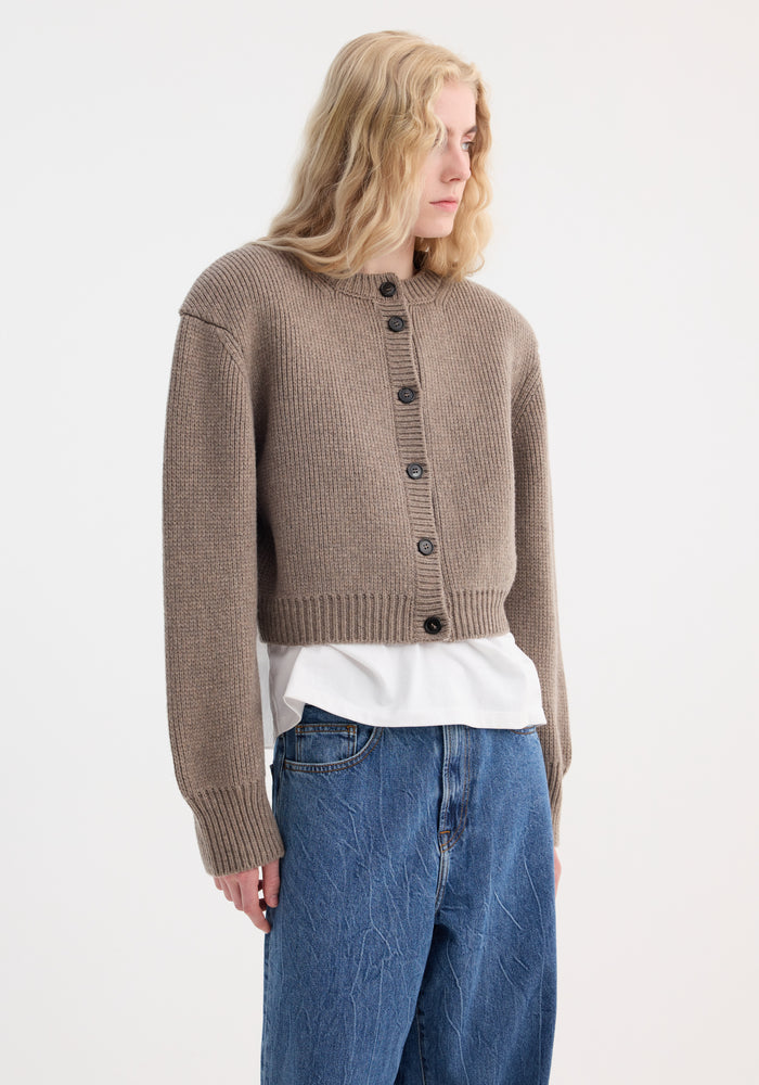 Statement shoulder cardigan | clay melange