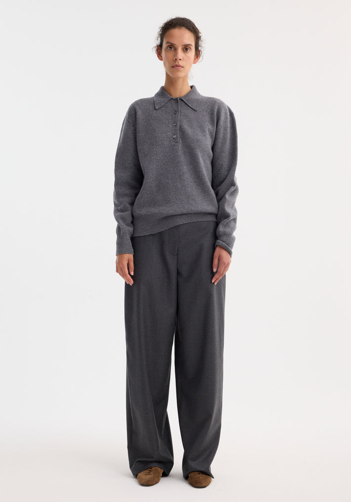 Compact knitted polo | mid grey melange