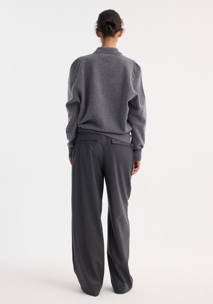 Compact knitted polo | mid grey melange