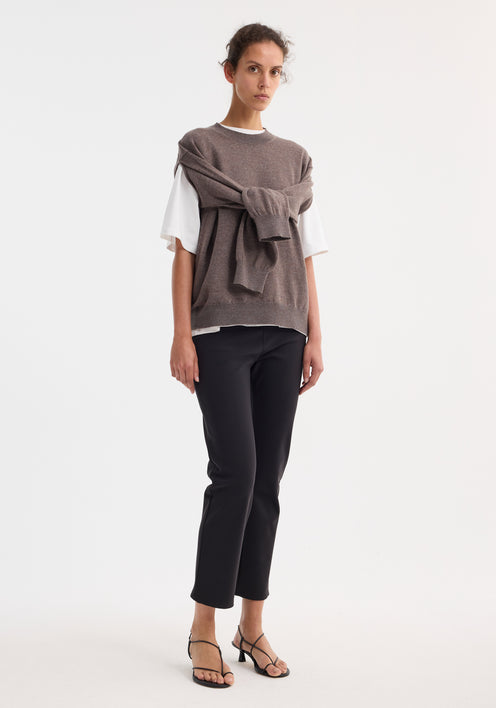 Crew-neck with open armhole | mud melange